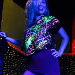 COUCHUK - UV REACTIVE - MULTI SPLAT FITTED CROP TOP - Clubwear - PLUR - Rave clothing