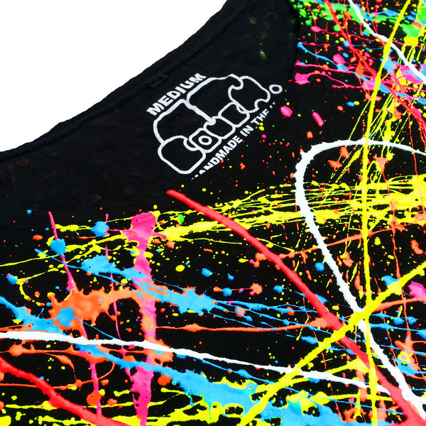 COUCHUK - UV REACTIVE - MULTI SPLAT FITTED CROP TOP - Clubwear - PLUR - Rave clothing