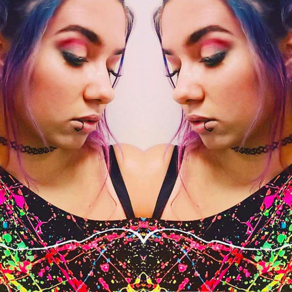 COUCHUK - UV REACTIVE - MULTI SPLAT LOOSE FIT CROP TOP - Clubwear - PLUR - Rave clothing