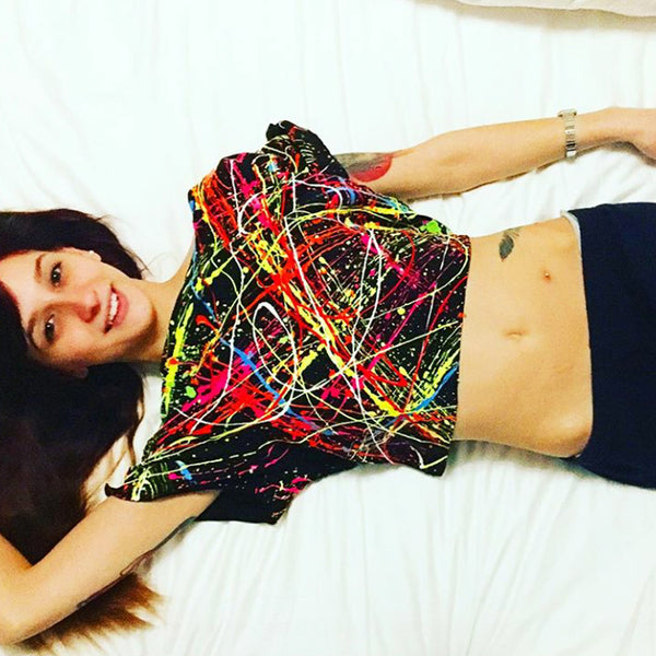 COUCHUK - UV REACTIVE - MULTI SPLAT LOOSE FIT CROP TOP - Clubwear - PLUR - Rave clothing