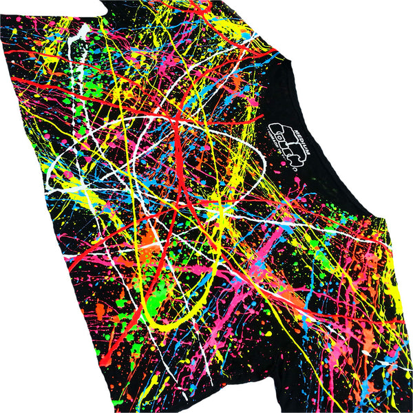 COUCHUK - UV REACTIVE - MULTI SPLAT LOOSE FIT CROP TOP - Clubwear - PLUR - Rave clothing