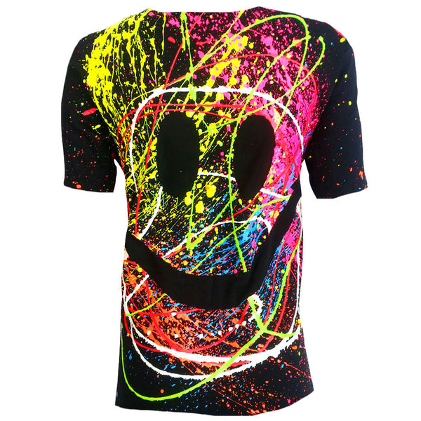COUCHUK - UV REACTIVE - GRIN UNISEX T-SHIRT BLACK - Clubwear - PLUR - Rave clothing