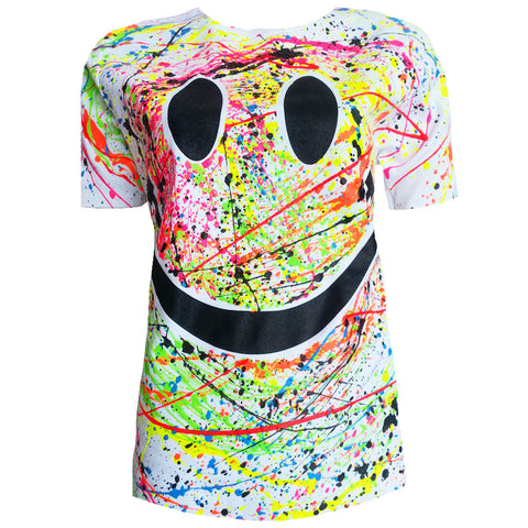 COUCHUK - UV REACTIVE - GRIN UNISEX T-SHIRT WHITE - Clubwear - PLUR - Rave clothing