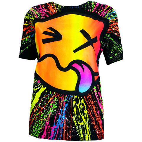 COUCHUK - UV REACTIVE - RAINBOW TONGUE UNISEX T-SHIRT BLACK - Clubwear - PLUR - Rave clothing