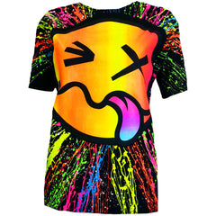COUCHUK - UV REACTIVE - RAINBOW TONGUE UNISEX T-SHIRT BLACK - Clubwear - PLUR - Rave clothing
