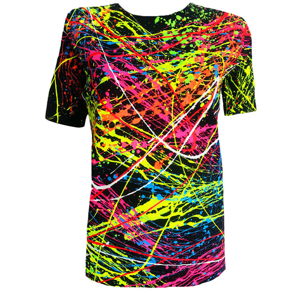 COUCHUK - UV REACTIVE - SPLAT UNISEX T-SHIRT BLACK - Clubwear - PLUR - Rave clothing