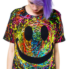 COUCHUK - UV REACTIVE - GRIN UNISEX T-SHIRT BLACK - Clubwear - PLUR - Rave clothing