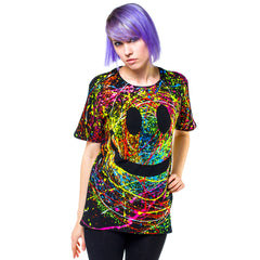 COUCHUK - UV REACTIVE - GRIN UNISEX T-SHIRT BLACK - Clubwear - PLUR - Rave clothing