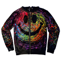 KIDS GRIN ZIP UP HOODIE BLACK