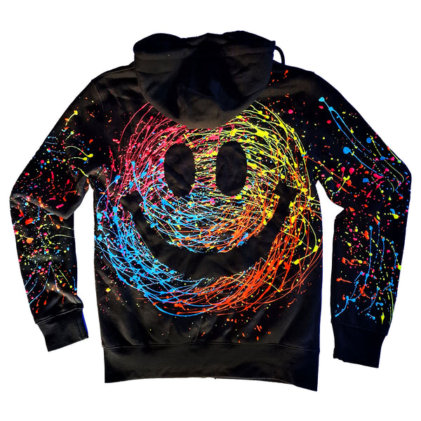 KIDS GRIN ZIP UP HOODIE BLACK