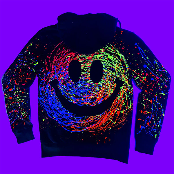 KIDS GRIN ZIP UP HOODIE BLACK