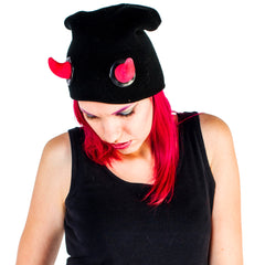 COUCHUK - UV REACTIVE - HORN BEANIE RED - Clubwear - PLUR - Rave clothing