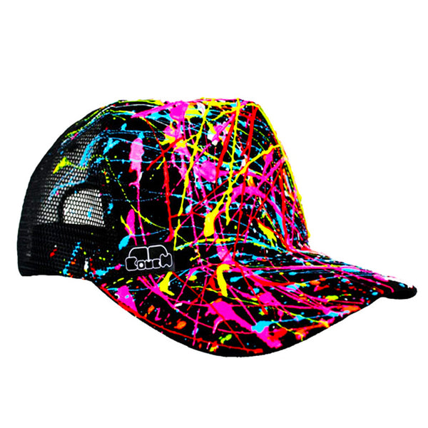 COUCHUK - UV REACTIVE - SPLASH TRUCKER CAP BLACK - Clubwear - PLUR - Rave clothing