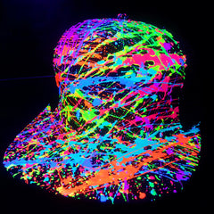 COUCHUK - UV REACTIVE - SPLASH TRUCKER CAP BLACK - Clubwear - PLUR - Rave clothing