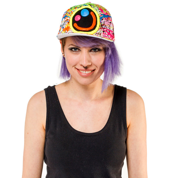COUCHUK - UV REACTIVE - SQUIDGY FACE CAP WHITE - Clubwear - PLUR - Rave clothing