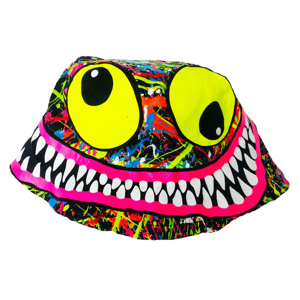 COUCHUK - UV REACTIVE - TUBBS FACE RAVE HAT BLACK - Clubwear - PLUR - Rave clothing