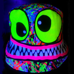 COUCHUK - UV REACTIVE - TUBBS FACE RAVE HAT WHITE - Clubwear - PLUR - Rave clothing