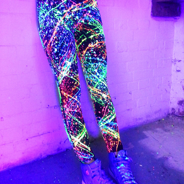 COUCHUK - UV REACTIVE - SPLAT LEGGINGS MULTI - Clubwear - PLUR - Rave clothing